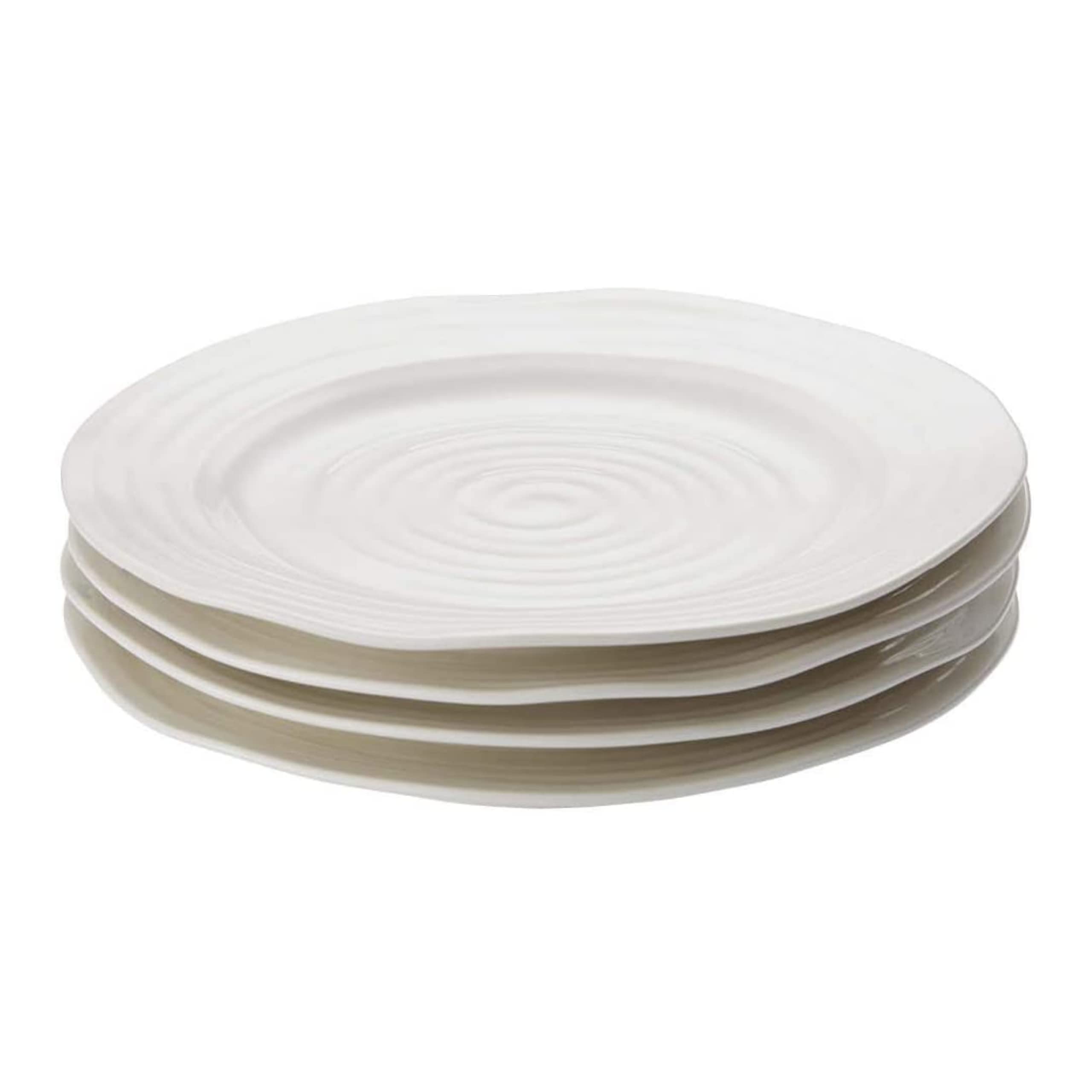 Portmeirion Sophie Conran White Porcelain Salad Plates - Set of 4 (8 Inch) | Microwave & Dishwasher Safe Dinner Plates | Perfect for Pasta, Appetizers, and Elegant Dining