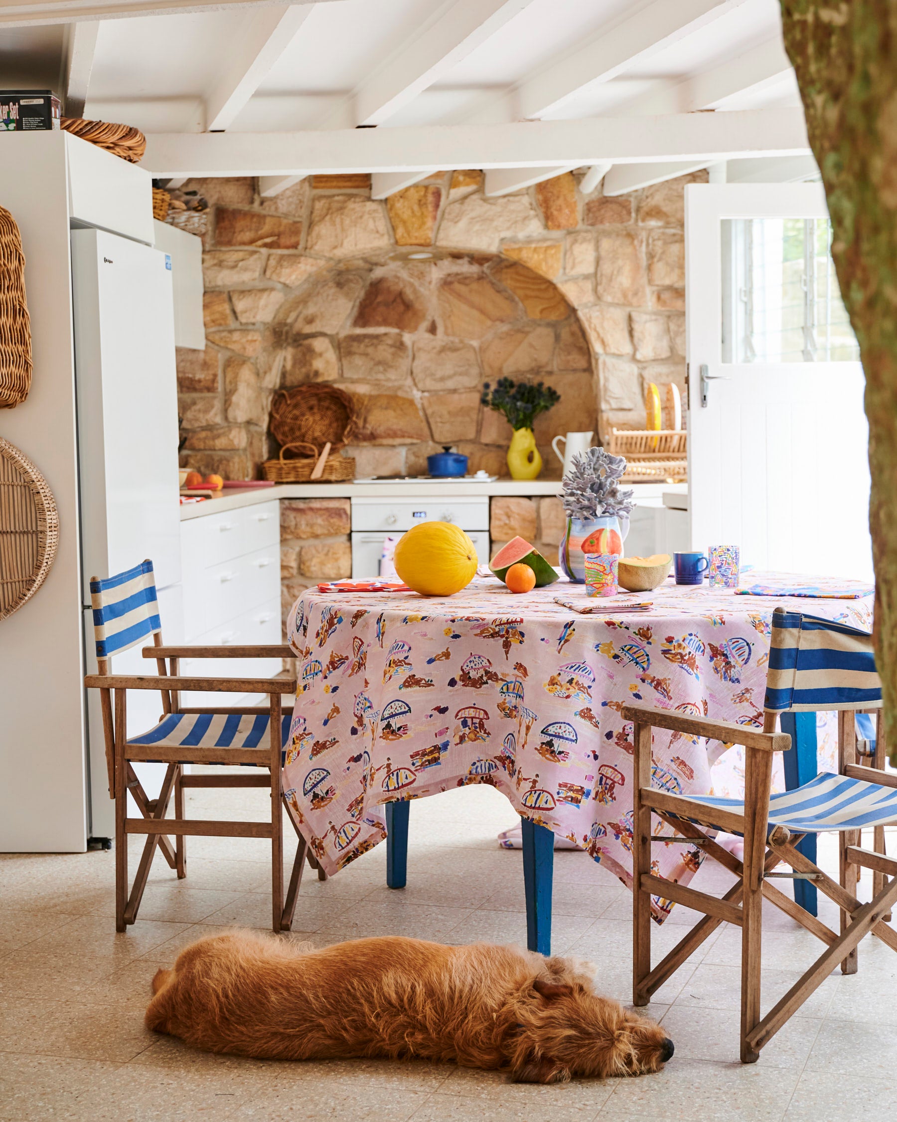 Kip&Co x Ken Done Beach Days Linen Tablecloth - Stylish & Durable for Outdoor Dining, Picnics, and Summer Entertaining