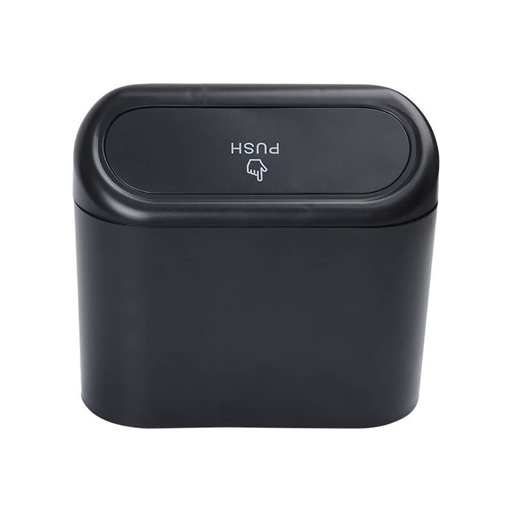 Universal Hanging Car Trash Can with Lid - Vehicle Garbage Bin, Dustproof Storage Box & Multipurpose Organizer for Cars (Black) | Perfect for Road Trips, Commuting & Keeping Your Car Clean