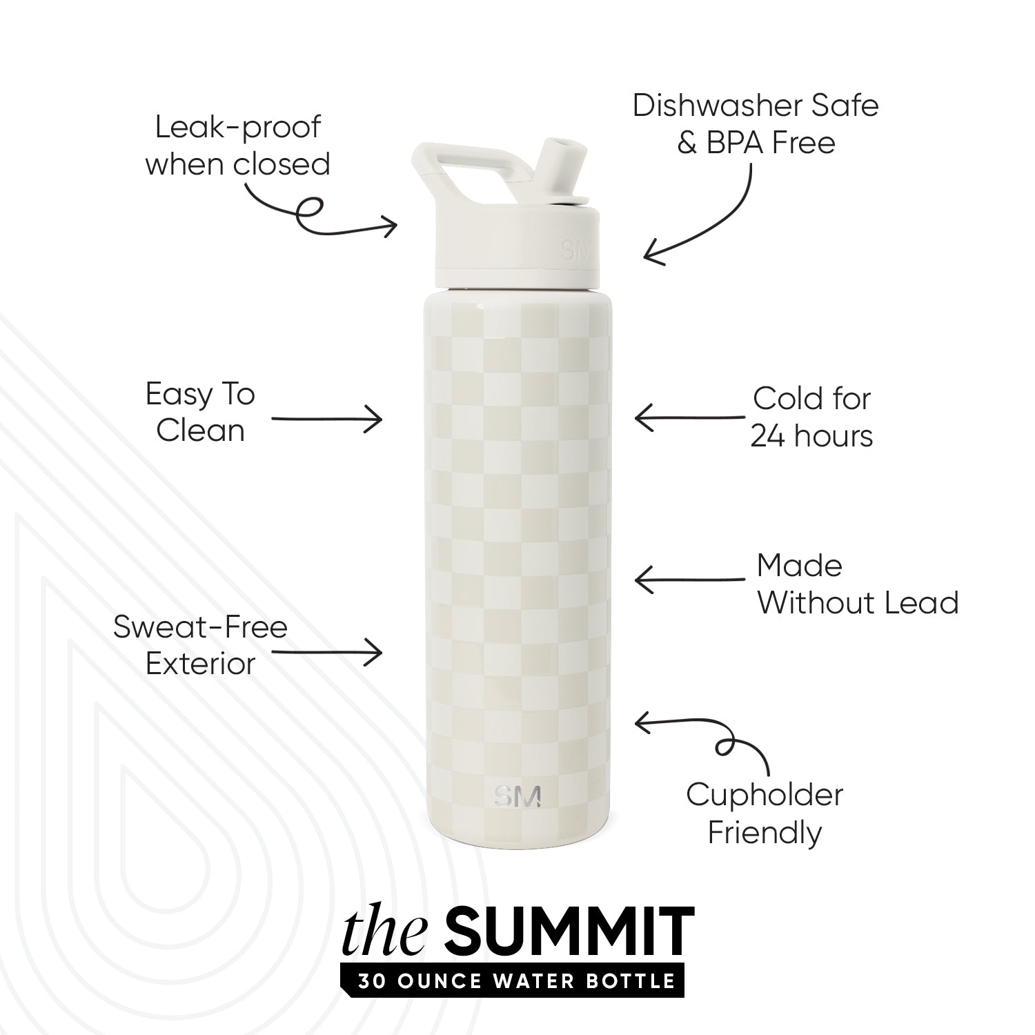 Summit Insulated Water Bottle with Straw Lid - Leakproof Stainless Steel Thermos for Hiking, Gym & Outdoor Activities