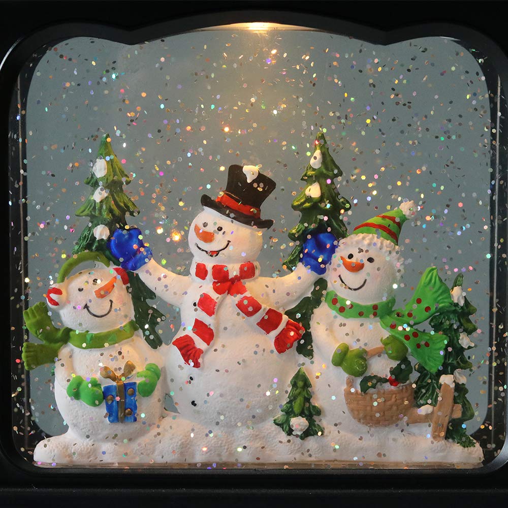 Eldnacele Musical Snow Globe Lantern with Timer - USB/Battery Operated Swirling Singing Water Glittering Light - Christmas Decoration for Adults & Kids (Snowman Design) - Perfect for Holiday Home Decor, Gift Giving & Winter Wonderland Displays