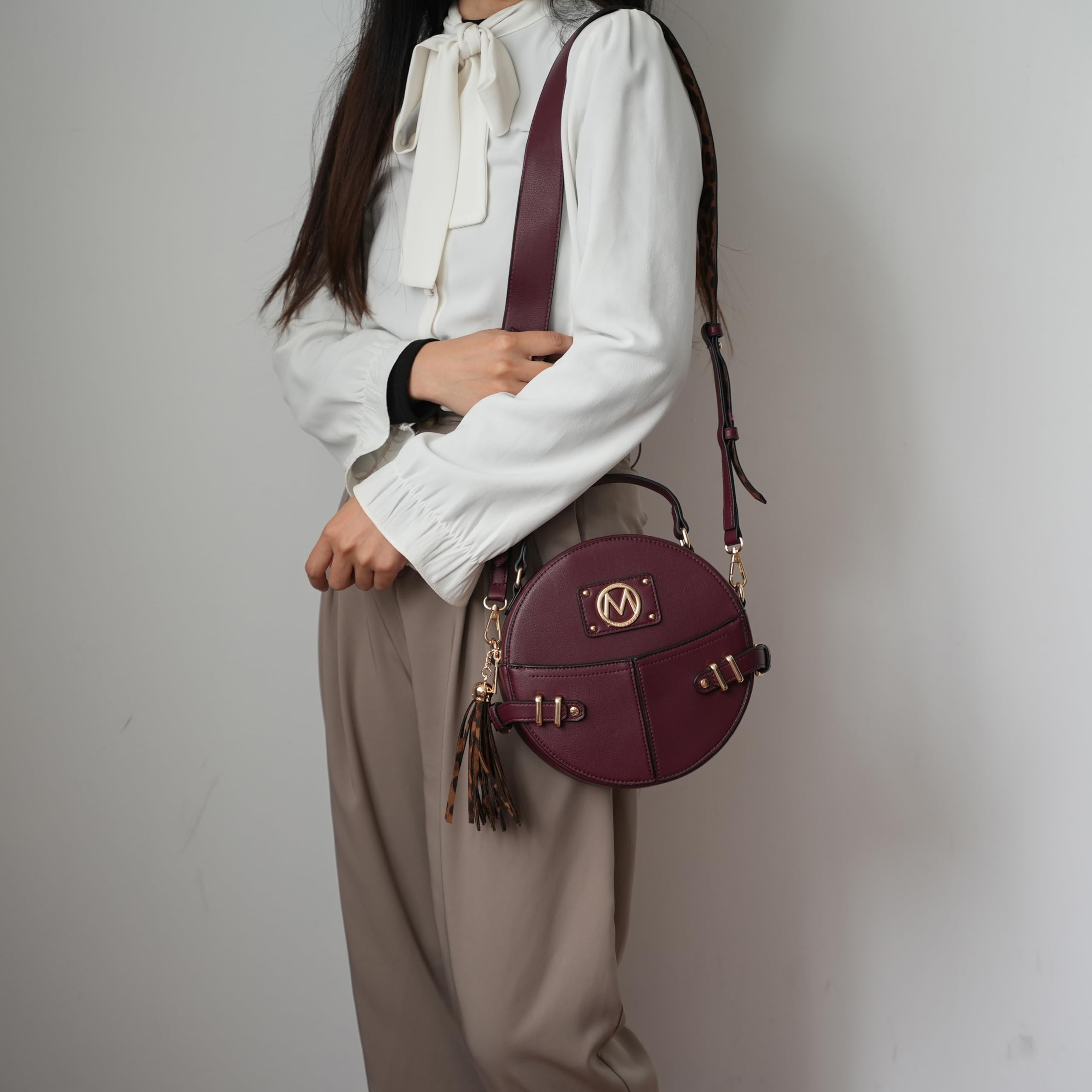 MKF Collection Vegan Leather Round Crossbody Bag for Women - Stylish Circle Shoulder Purse by Mia K | Perfect for Casual Outings, Date Nights & Travel Accessories