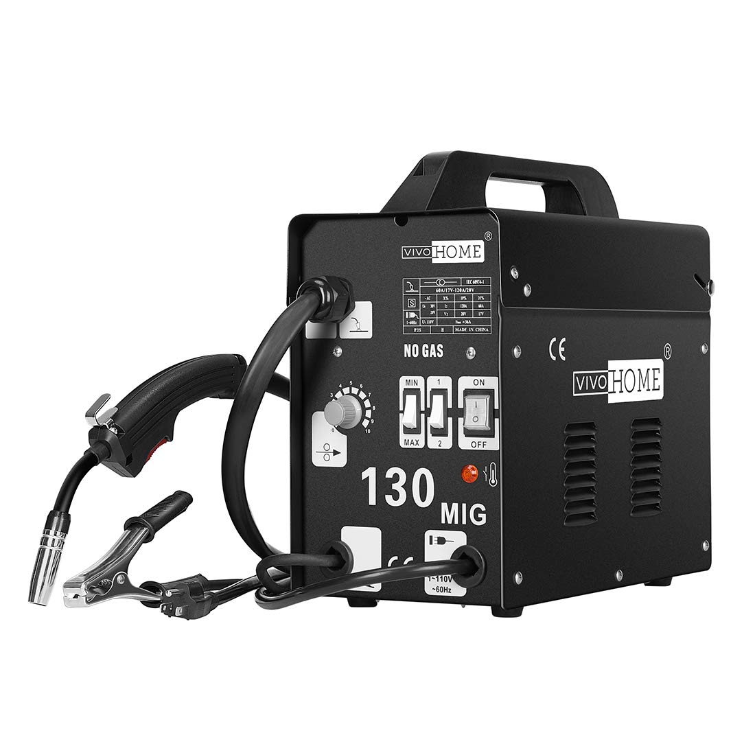 VIVOHOME 130 Amp MIG Welder with Flux Core Wire, Automatic Feed, No Gas Required, 110V Portable Welding Machine - Perfect for DIY, Home Repairs, Metal Fabrication & Automotive Projects (Includes Free Welding Mask) - Black