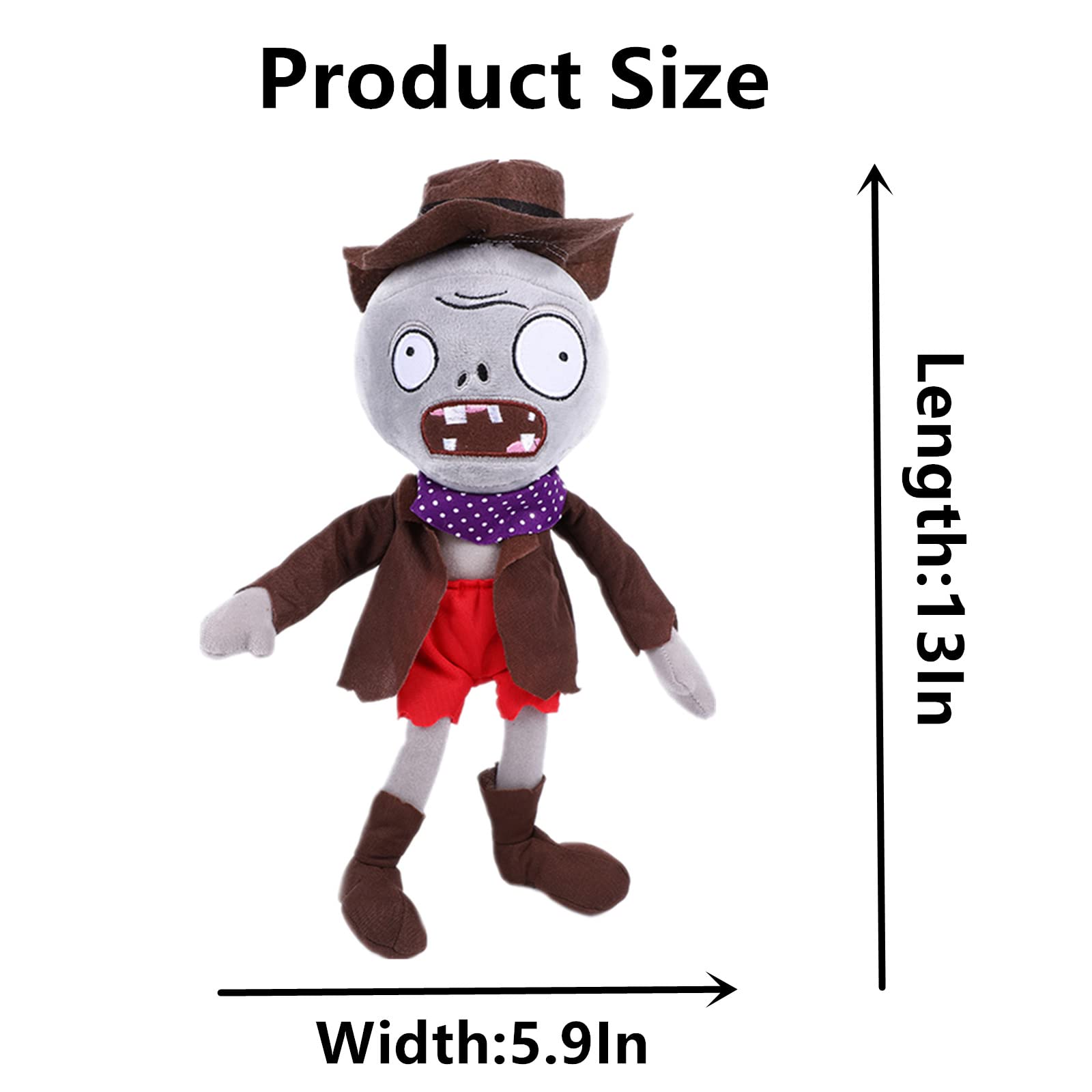 3 PCS PVZ Plants vs Zombies Plush Toy Set - Guitar Zombie, Cowboy Zombie & Bandit Zombie Stuffed Dolls | Soft Collectible Figures for Fans, Gift for Gamers, Perfect for Bedroom Decor and Game Room Display