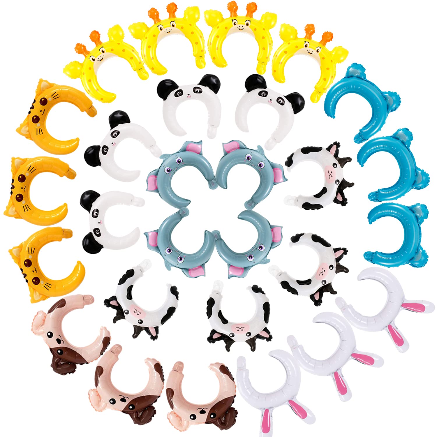 Valentine's Day Cards for Kids - 28 Animal Greeting Cards with Inflatable Headbands, Gift Envelopes & Tattoos | Classroom Exchange Cards for Boys & Girls | Perfect for School Valentine's Parties & Gift Exchanges