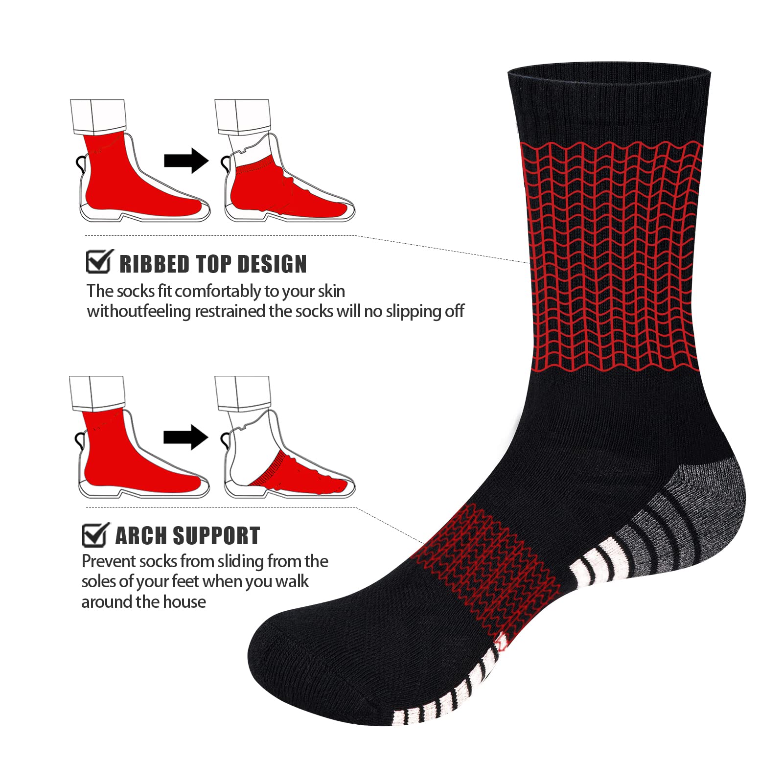YUEDGE Women's Moisture-Wicking Anti-Odor Cushioned Cotton Crew Socks - 5 Pairs Pack for Workout, Running, Yoga & Everyday Comfort