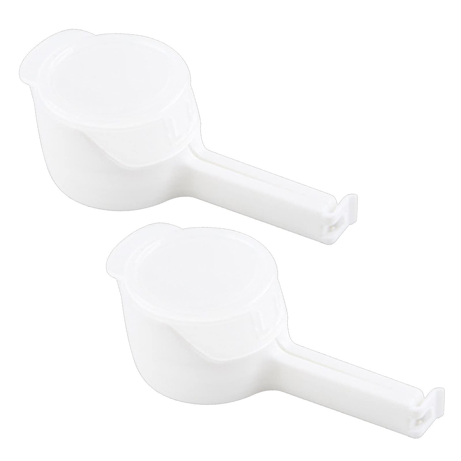 2-Pack Food Storage Bag Sealing Clips with Pour Spout - Reusable Plastic Chip Bag Clips for Kitchen, Vacuum Sealer Compatible - Ideal for Snacks, Chips, Coffee, Dry Goods (White, One Size)