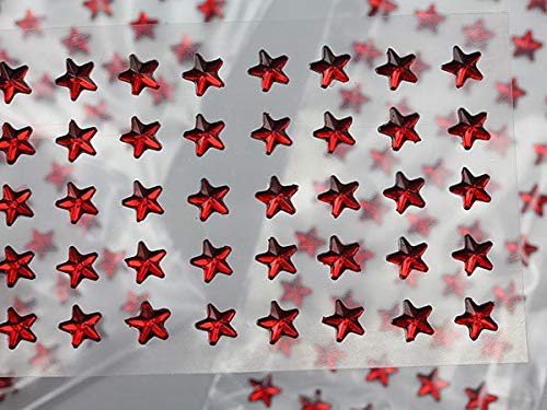 6mm Red LQ17 Star Self-Adhesive Acrylic Rhinestones - 250PCS (5 Sheets) Plastic Face Gems for DIY Crafts, Body Jewelry, Cards & Invitations - Perfect for Nail Art, Costume Accessories & Party Decorations