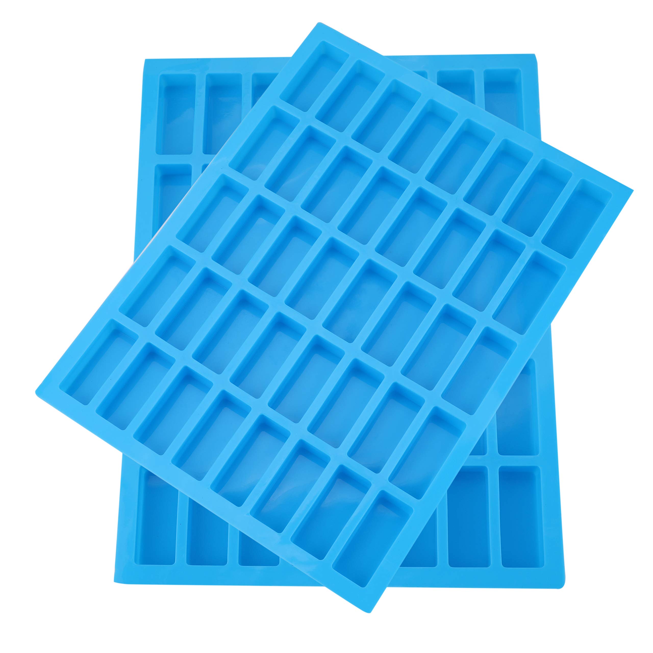 Lawei 2-Pack 40 Cavity Rectangle Silicone Candy Molds - Medium Narrow Caramel Chocolate Bar Molds, Protein Bar & Ice Cube Trays for Baking, DIY Treats, Soap Making - Perfect for Chocolate Truffles, Ganache, Jelly, Pudding & Homemade Candies