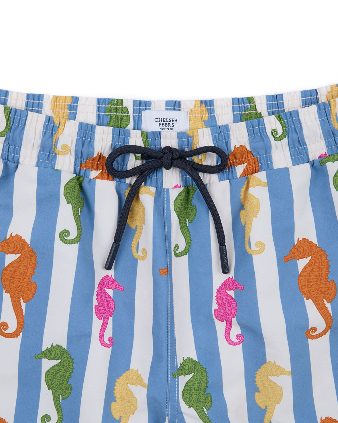 Seahorse Stripe Print Swim Shorts for Men - Quick Dry Beach Swimwear with Pockets - Perfect for Swimming, Surfing, and Summer Vacations