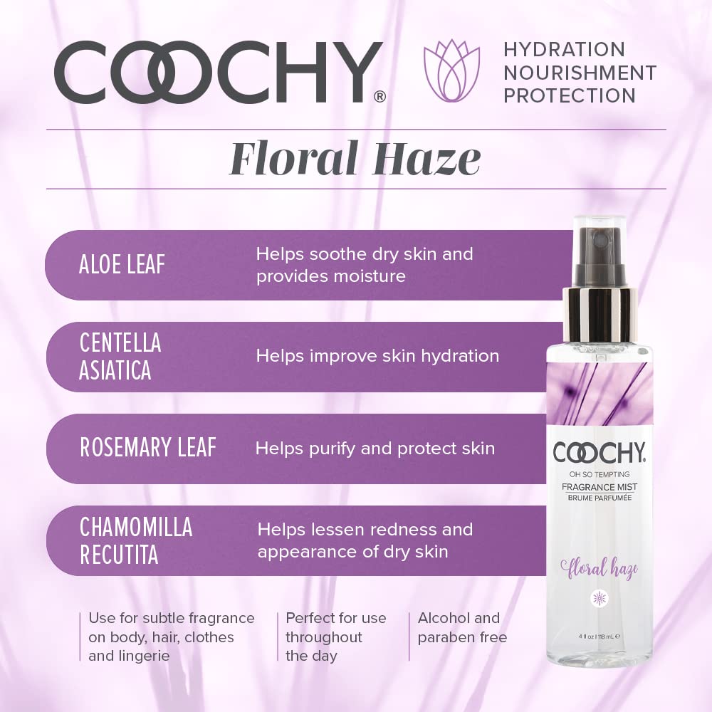 Coochy Fragrance Body Mist for Women - Floral Haze Scented Perfume & Body Spray, 4 oz | Daily Use & Great Gift Idea for Her | Perfect for Work, Date Night & Special Occasions