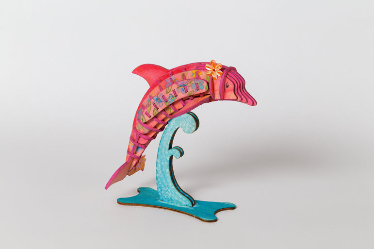IncrediBuilds 3D Wooden Puzzle - Dolphin Animal Collection Kit for Kids & Adults | DIY Model Building, Home Decor, Gift Idea for Animal Lovers