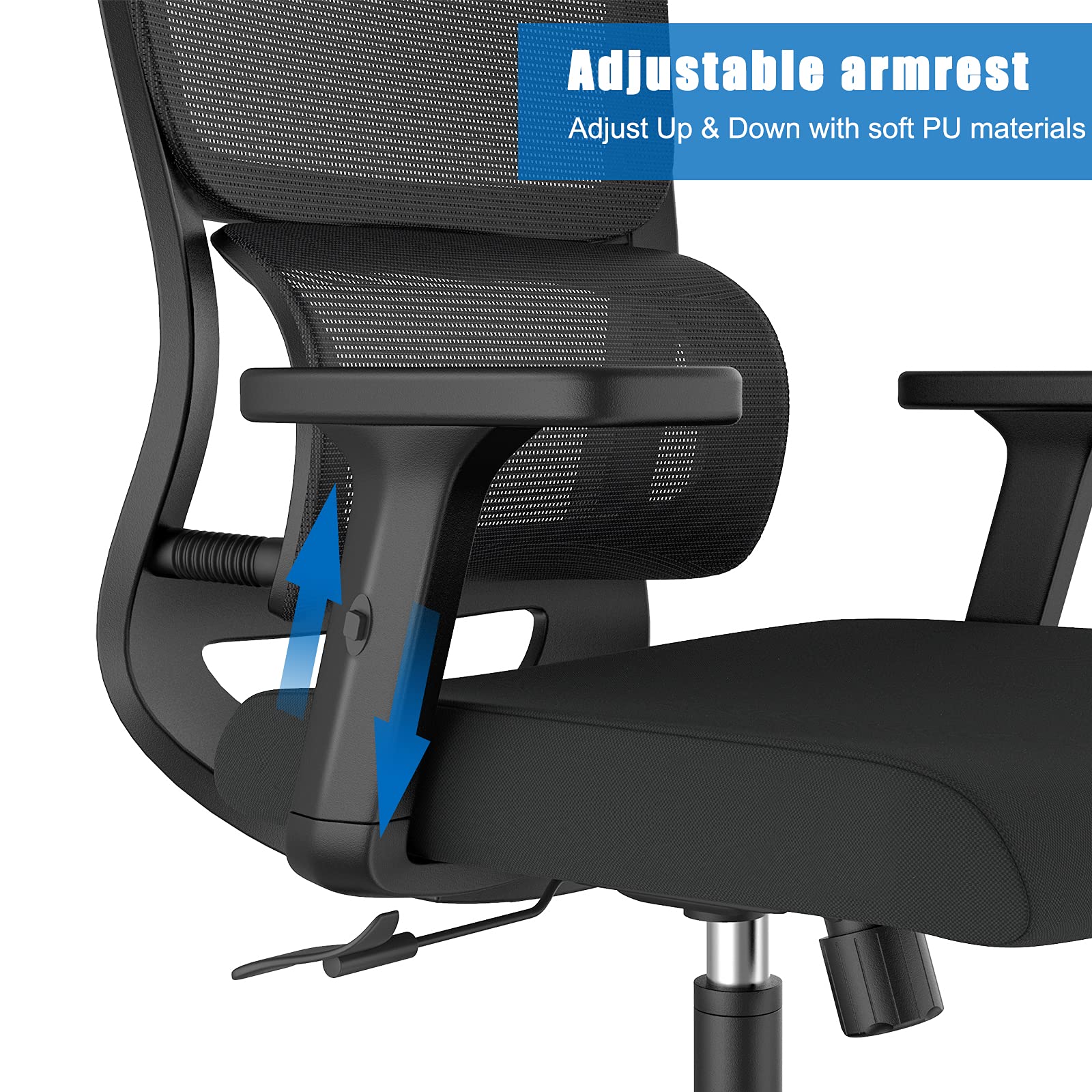 Premium Ergonomic Office Chair with Enhanced Lumbar Support & Adjustable Armrests - Breathable Mesh High Back Computer Desk Chair for Home & Office - Ideal for Long Work Hours, Gaming, and Remote Work Comfort