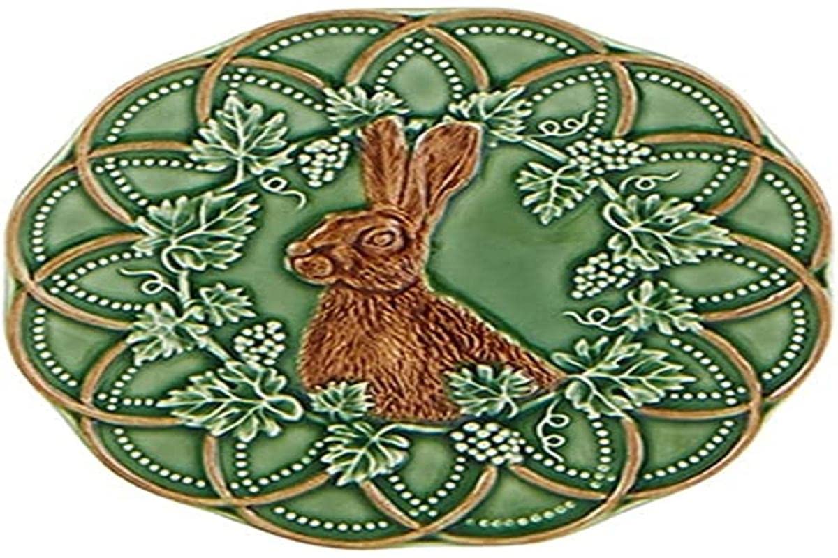 Bordallo Pinheiro Grove Bread and Butter Plate 15.5cm - Elegant Hare Design Ceramic Appetizer Plate for Breakfast, Tea Parties & Home Decor