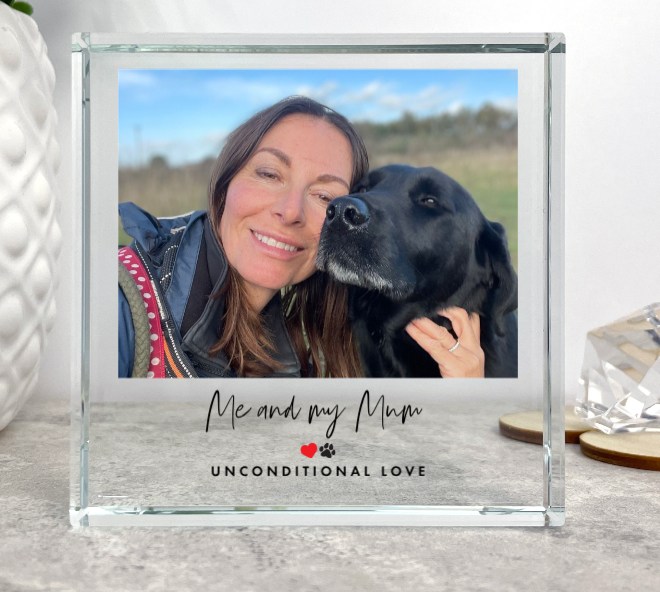 Personalized Pet Heart & Paw Photo Crystal Keepsake - Custom Engraved Memorial Gift for Dogs & Cats - Perfect for Pet Loss Remembrance, Birthday & Anniversary Gifts