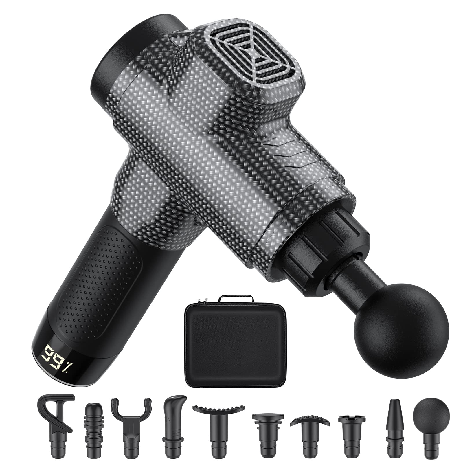 ORIbox Deep Tissue Massage Gun - Portable Muscle Massager for Back, Neck & Shoulder Pain Relief - M01 Carbon Black - Perfect for Athletes, Gym Recovery & Home Use