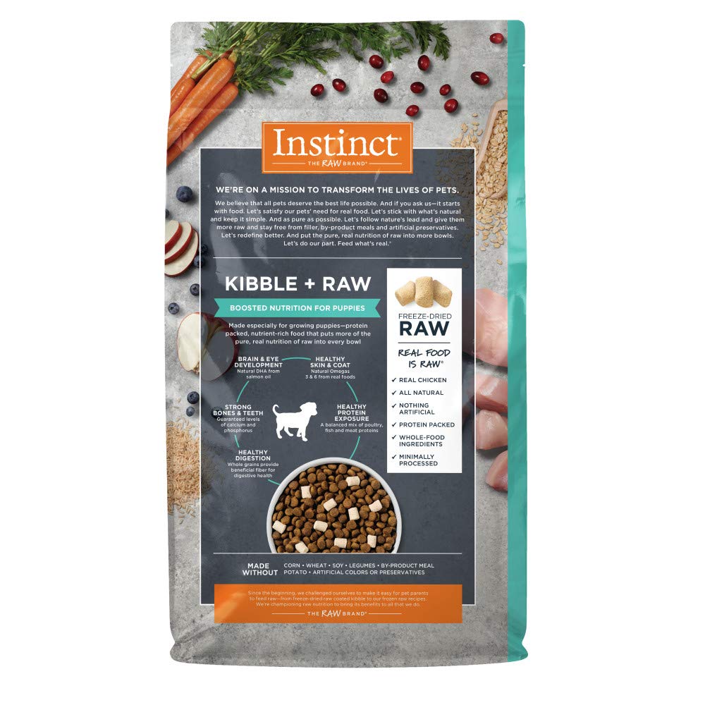 Instinct Raw Boost Puppy Dry Dog Food - High Protein, Grain-Free Recipe with Freeze-Dried Chicken & Brown Rice - 4.5 lb Bag for Small & Medium Breed Puppies - Perfect for Active Puppies & Training Treats
