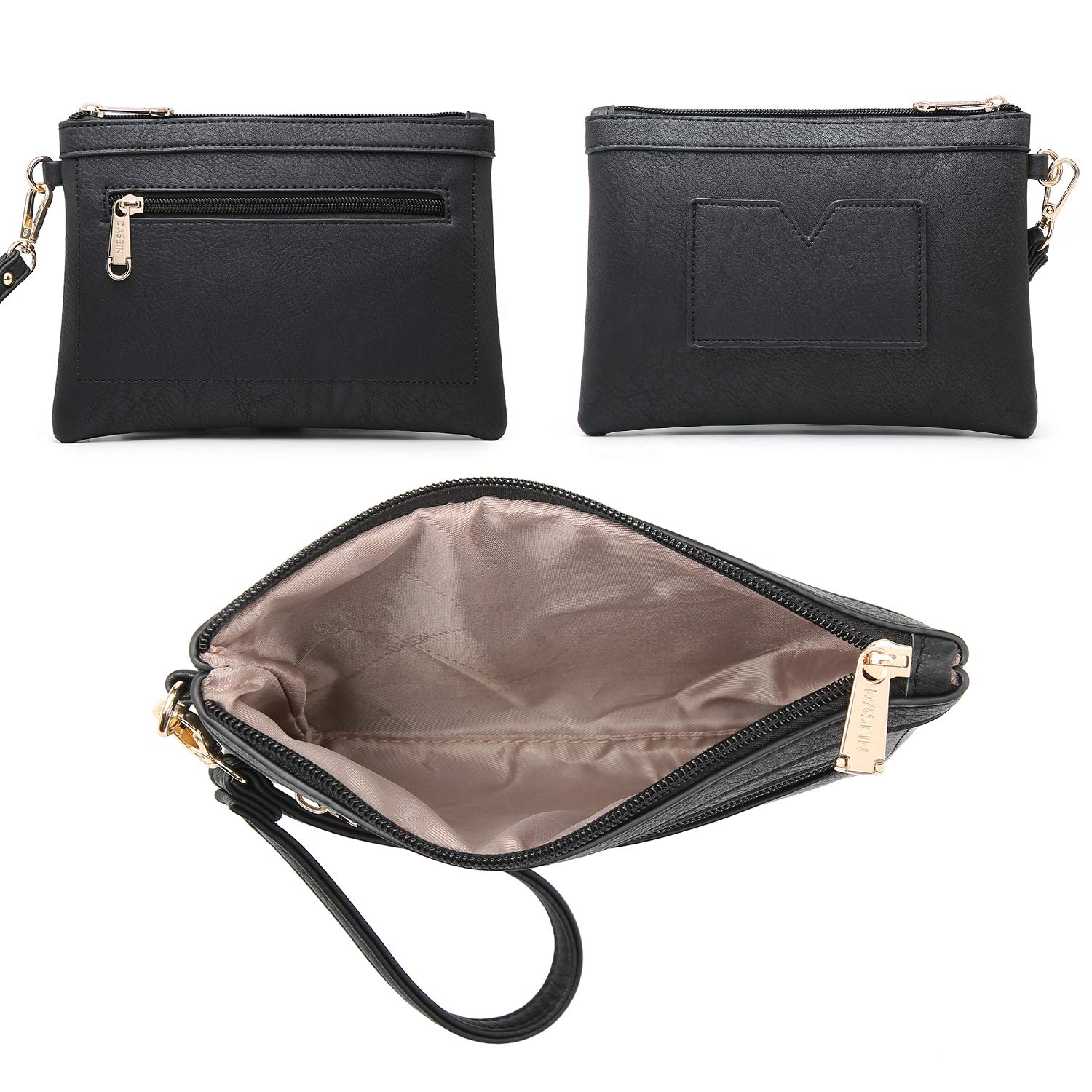 Dasein Women's Vegan Leather Satchel Shoulder Bag & Matching Clutch - Stylish Work Tote for Office, Business, and Everyday Use