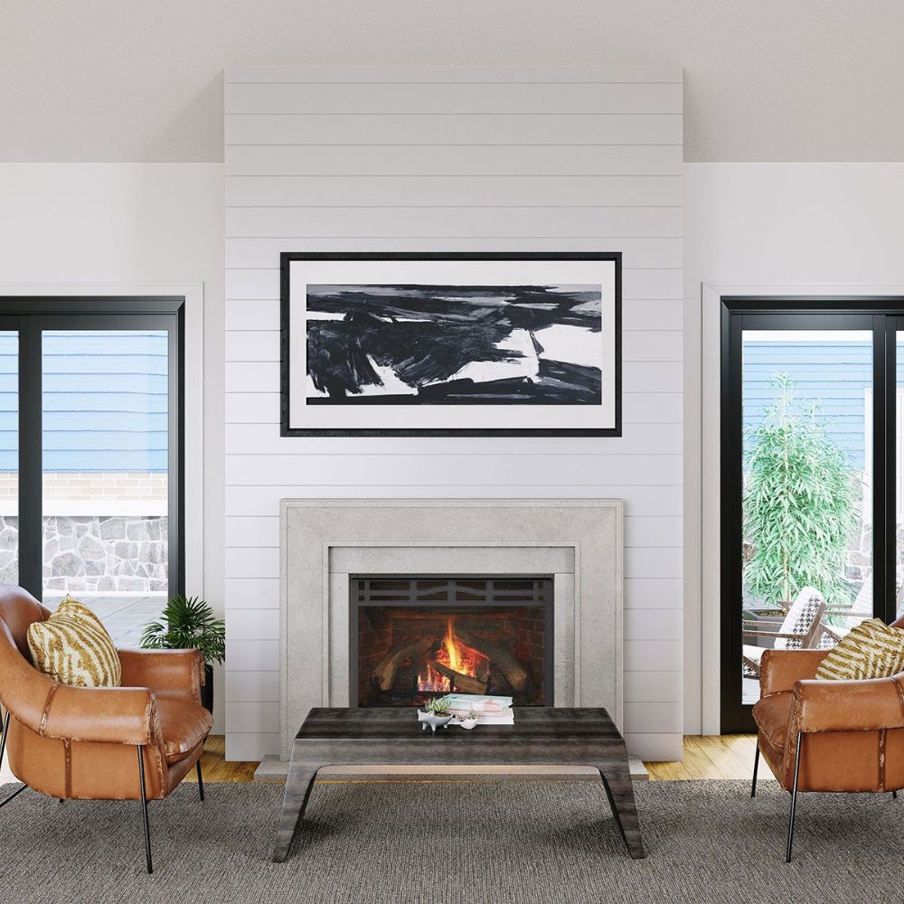 Omega 4116.8 GS 58-Inch Cast Stone Fireplace Mantel Surround - Elegant Picture Frame Design for Living Room & Dining Room Décor