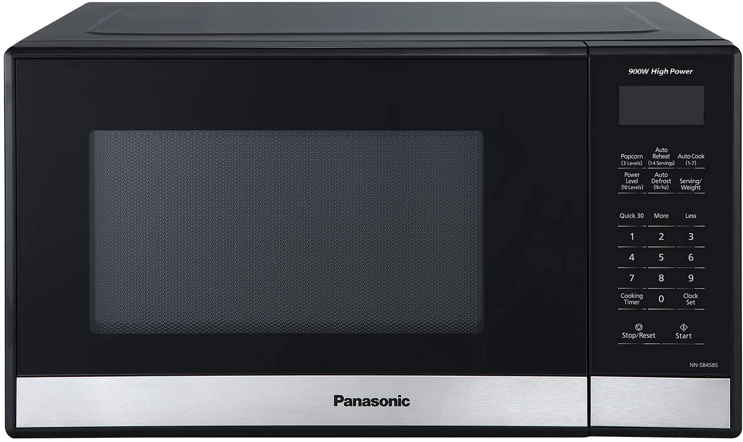 Refurbished Panasonic 0.9 Cu Ft Black Stainless Steel Microwave Oven NN-SG458S with Warranty - Perfect for Small Kitchens, Dorms & Office Spaces