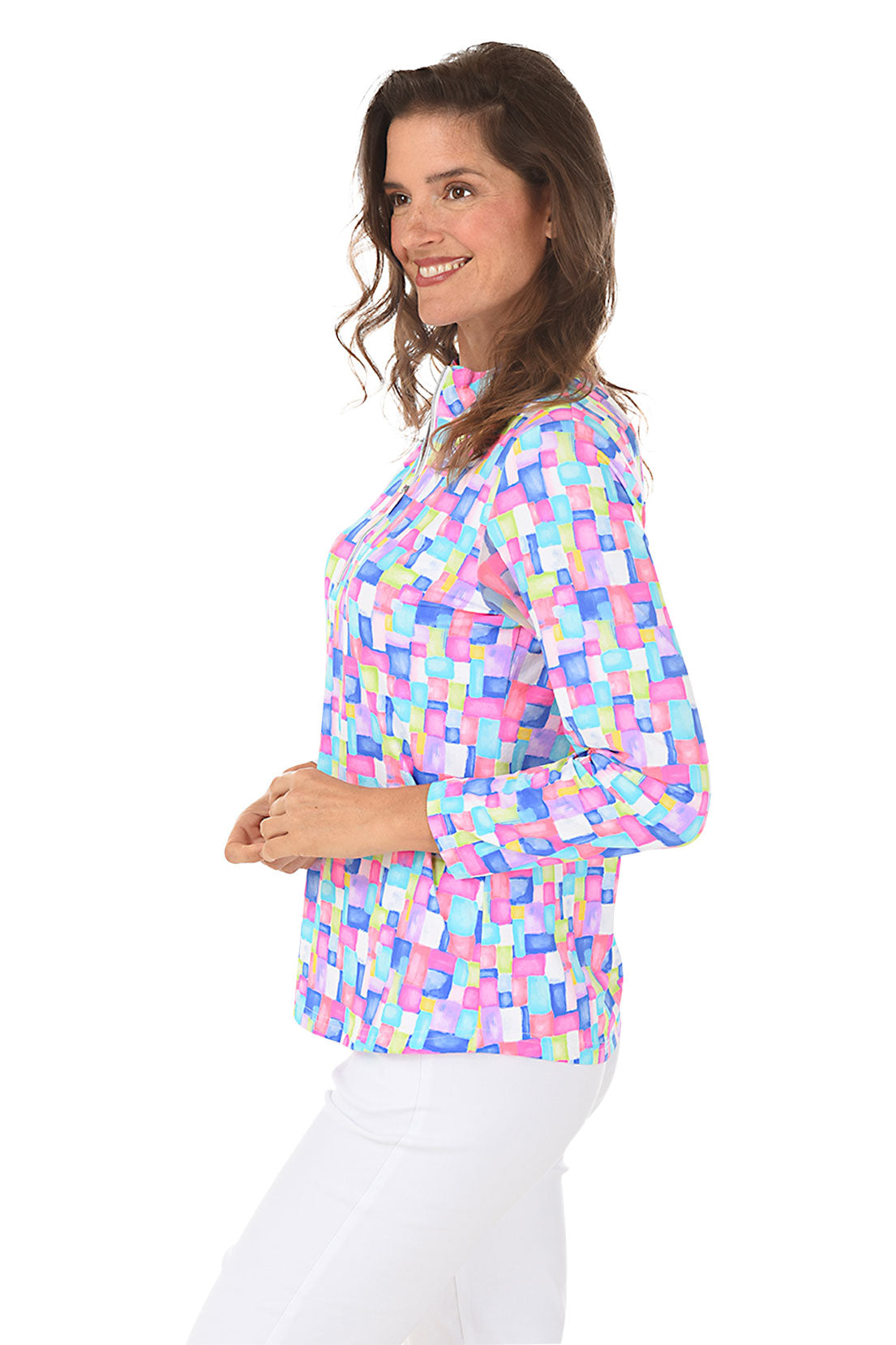 UPF50+ Cooling Mock Neck Top for Women - Breathable Sun Protection Shirt for Outdoor Activities, Hiking & Yoga