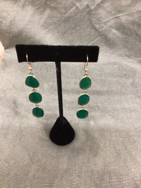 Green Stone & Silver Dangle Earrings for Women | Handmade Bohemian Jewelry | Perfect for Parties, Weddings & Everyday Wear
