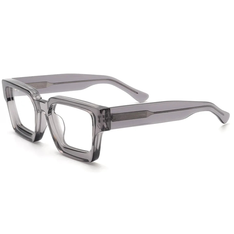 Brightzone Unisex Full Rim Square Thick Acetate Eyeglasses 5437 - Stylish & Durable Frames for Men & Women - Perfect for Reading, Work & Fashion Accessories