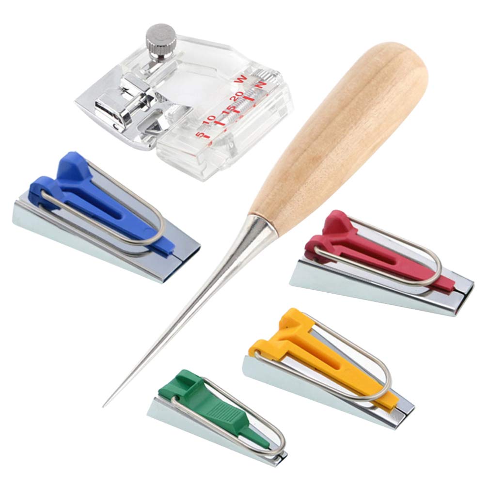 Exceart 6-Piece Sewing Machine Bias Binding Tool Kit - Adjustable Quilting, Patchwork & Tape Binding Presser Foot for Home DIY Projects - Perfect for Quilting, Dressmaking & Crafting