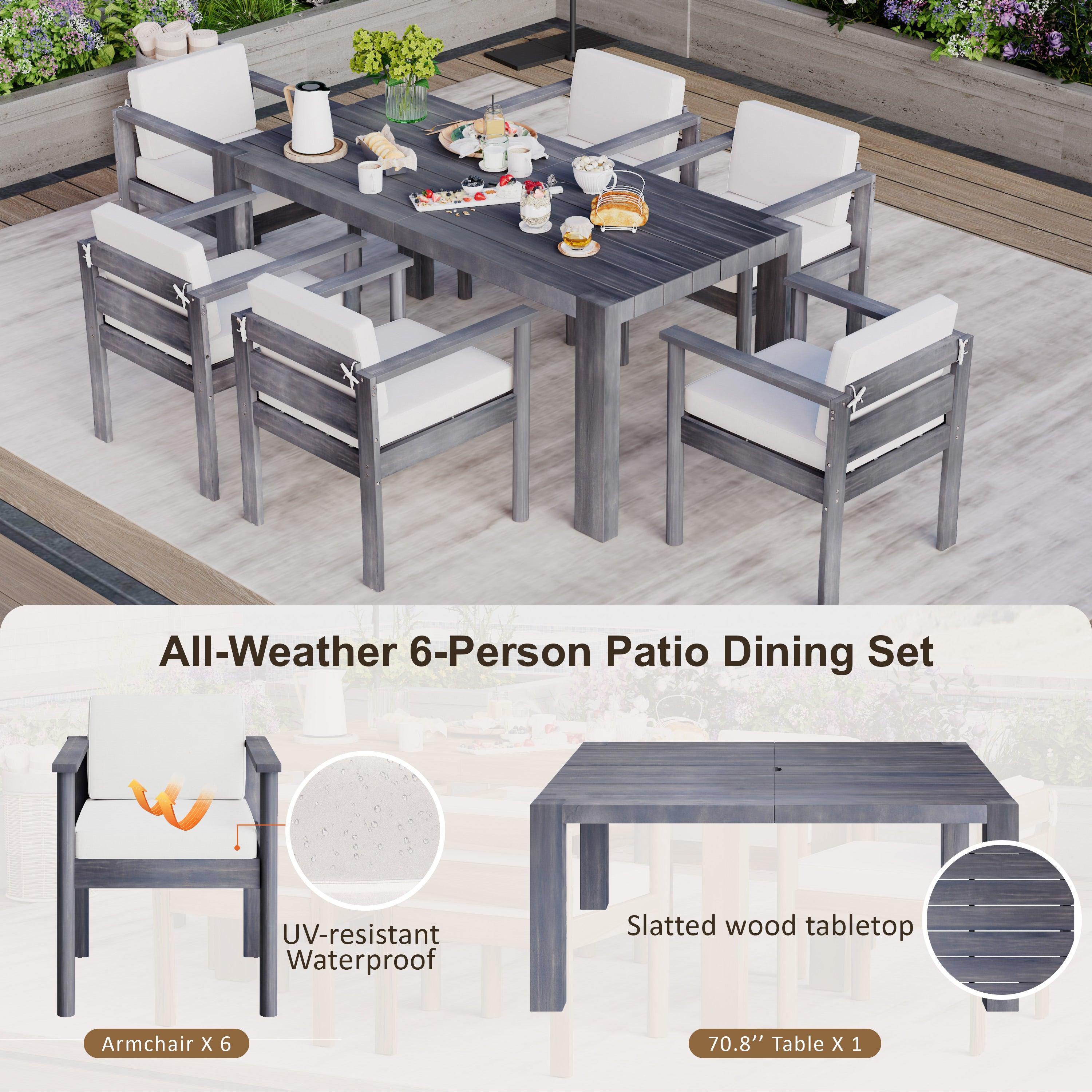 7-Piece Outdoor Patio Dining Set with 72.8