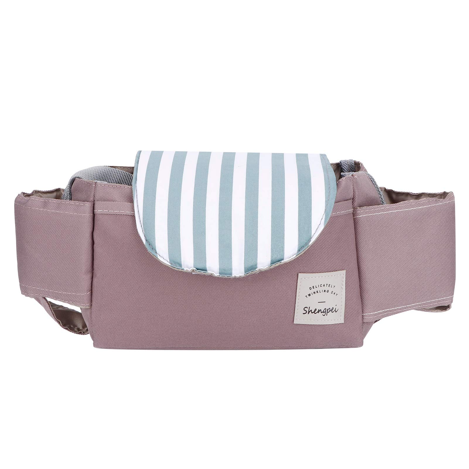 Portable Stroller Organizer Bag with Adjustable Straps - Waterproof Oxford Fabric for Baby Strollers (Mint Green Stripes) | Perfect for Diapers, Bottles & Essentials on the Go