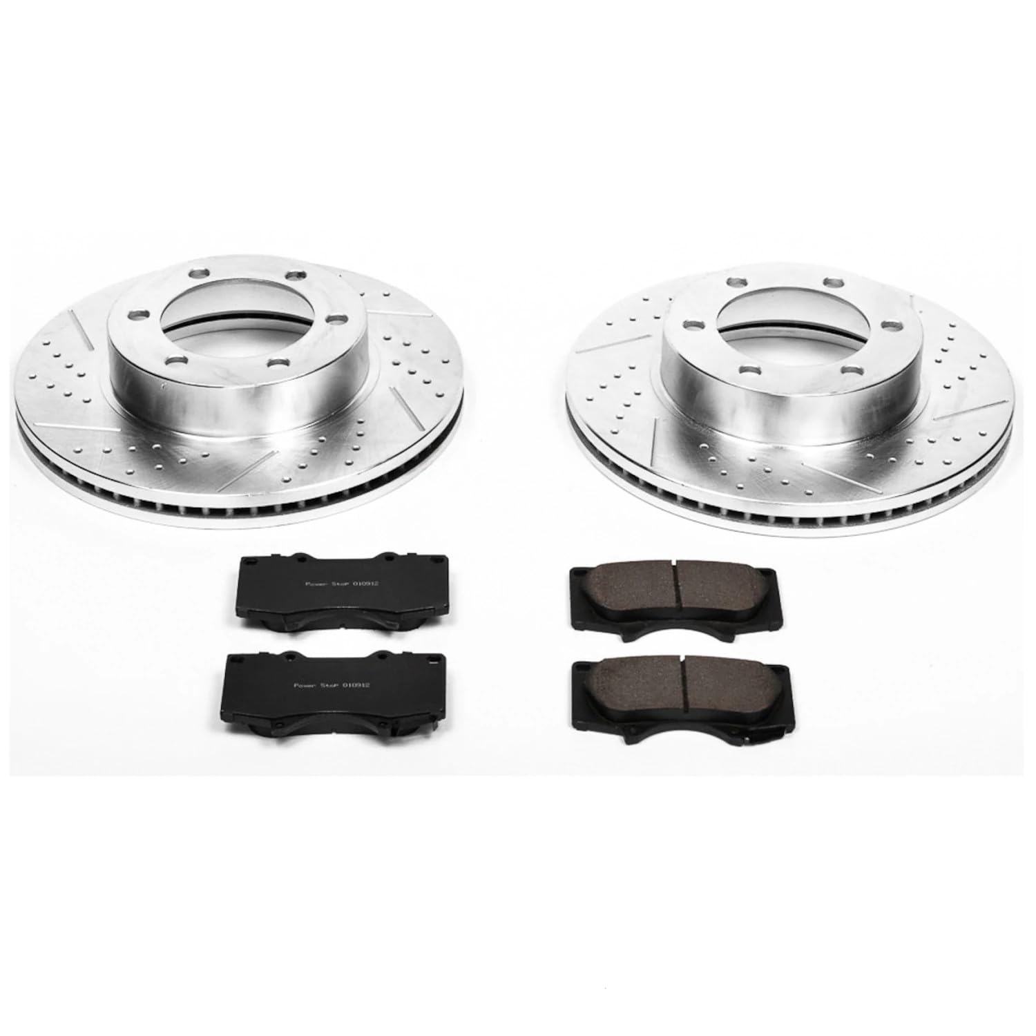 Power Stop K2324 Z23 Carbon Fiber Brake Pads & Drilled/Slotted Rotors Kit - Fits Toyota Tundra & Sequoia (Caliper Casting #13WL) - High Performance Braking for Towing & Off-Road Adventures