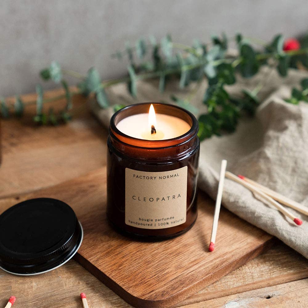 Cleopatra Floral Scented Soy Candles - Handmade in Amber Jar, 8oz, 20-35 Hour Burn Time - Perfect for Home Decor, Relaxation & Romantic Ambiance
