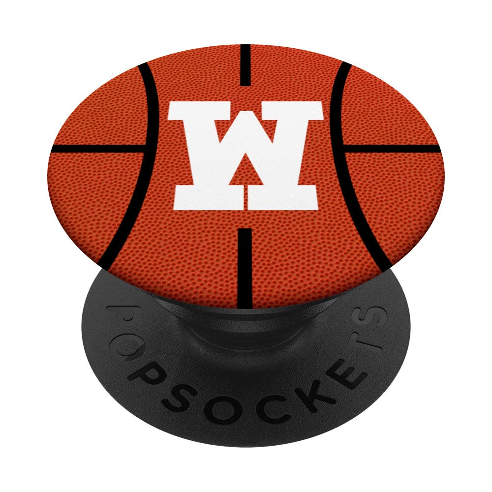 Sport Style Grip for Phones with White Letter W - Basketball Fan PopSockets PopGrip: Swappable Phone & Tablet Grip for Enhanced Grip and Stability During Games & Workouts
