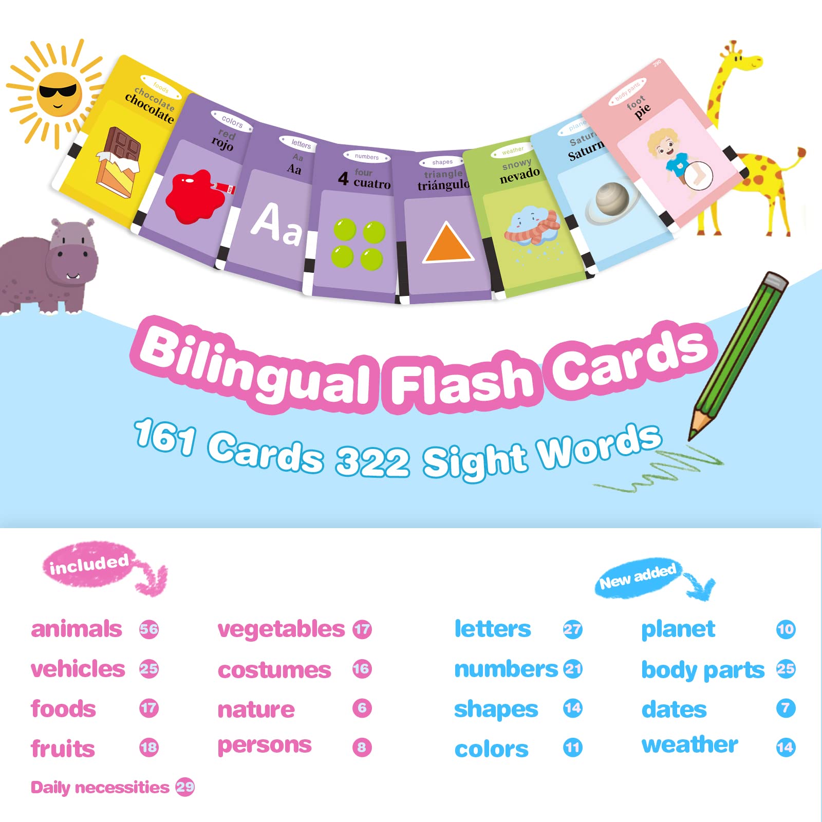 Bilingual Spanish English Flash Cards for Kids - ABC, Numbers, Colors, Shapes | Educational Learning Toys for Toddlers Ages 2+ | Preschool & Kindergarten Classroom Activities, Homeschooling, Travel Games