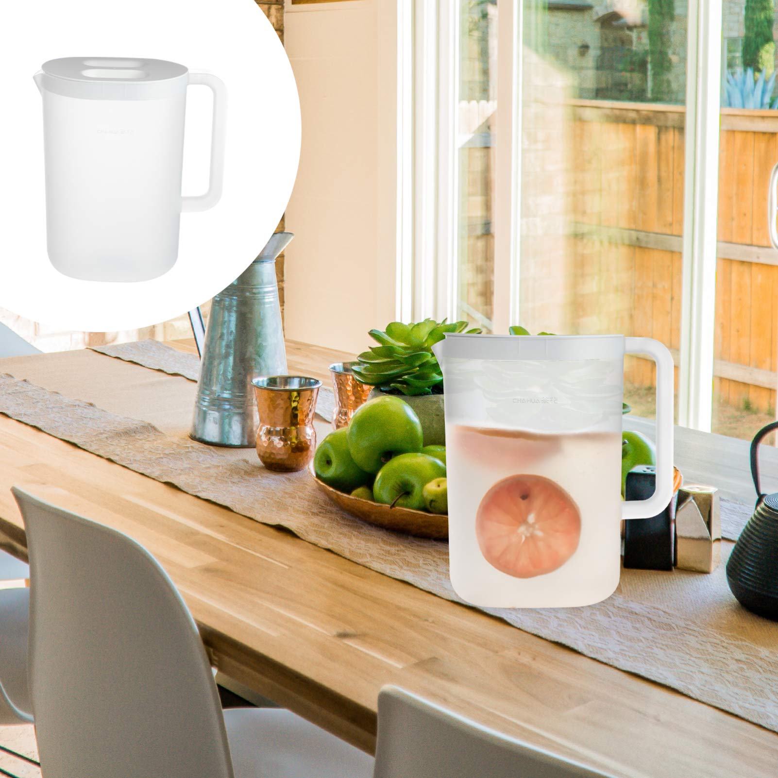 1pc Clear Plastic Cold Water Pitcher with Cover - BPA-Free Tea Jug, Iced Drink Dispenser, Graduated Measuring Cylinder for Kitchen, Parties & Outdoor Picnics