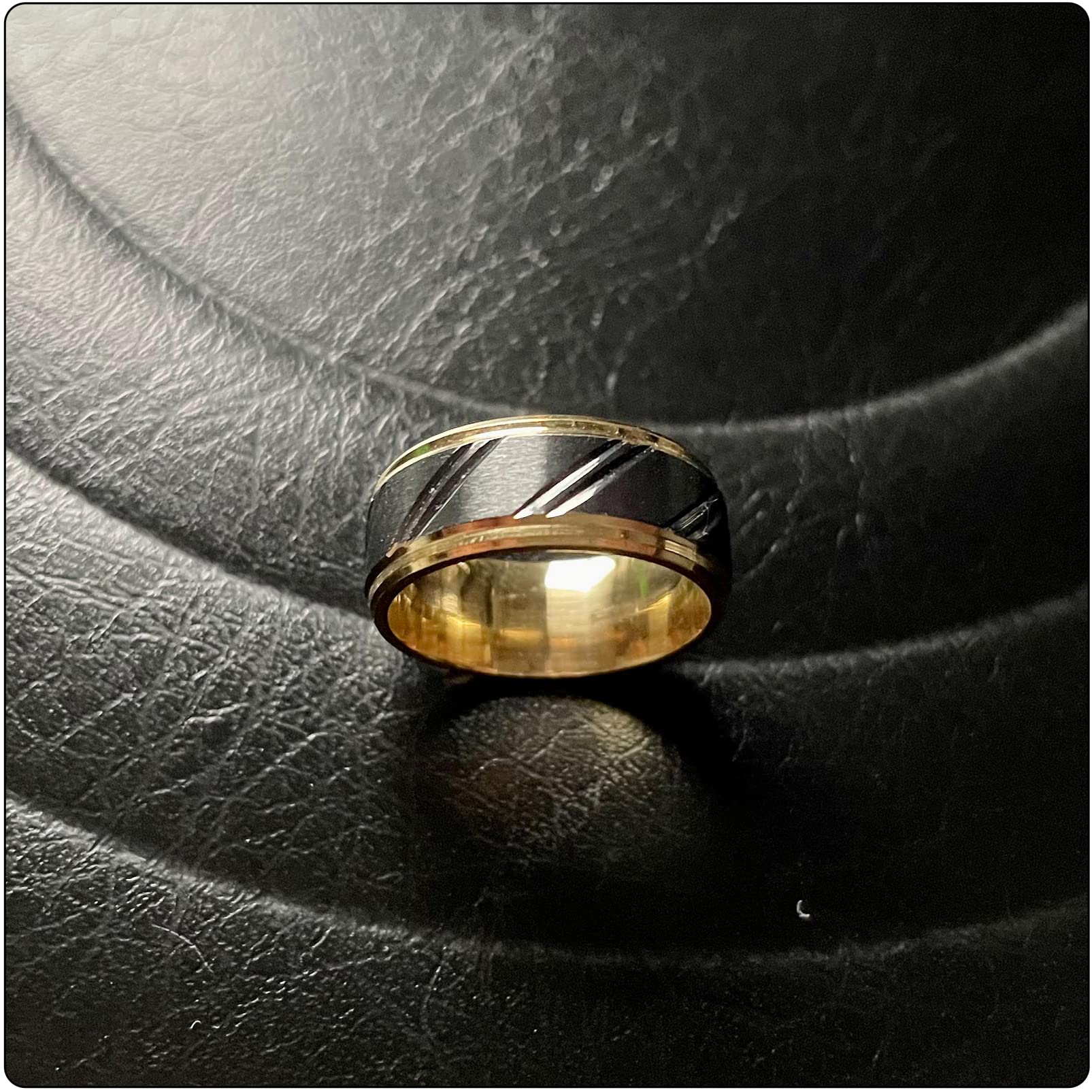 Stylish Black Gold Stainless Steel Band Ring for Men & Women - Perfect for Weddings, Anniversaries, and Everyday Fashion Accessories