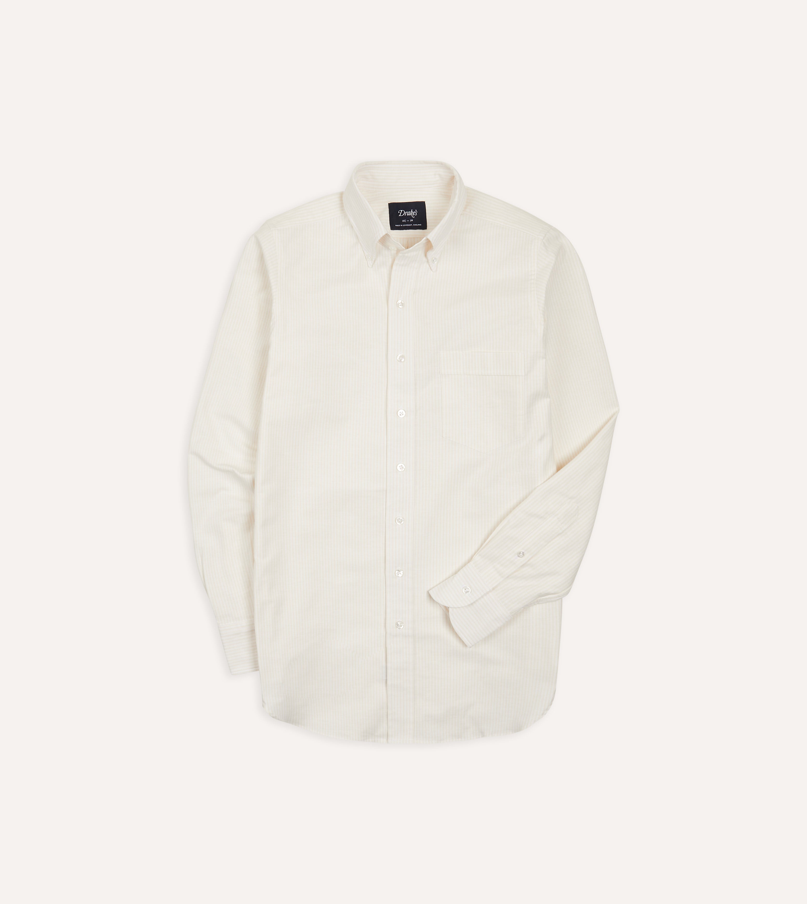 Premium Cream Ticking Stripe Cotton Oxford Button Down Shirt for Men - Classic Casual & Business Wear, Perfect for Office, Date Night & Outdoor Events