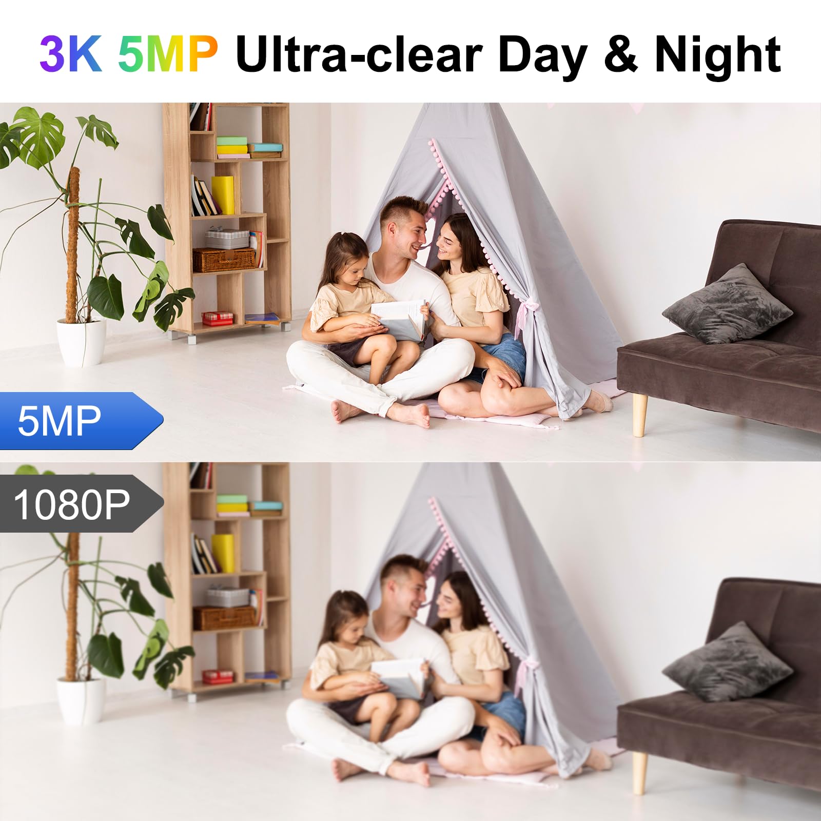 SYMYNELEC 3K Indoor Security Camera - 2.4G WiFi Wireless Baby Monitor with Night Vision & Phone App - Smart Pet/Dog/Kids Monitoring Camera for Home, Nursery & Room (2-Pack) - Perfect for Baby Watching, Pet Care & Home Surveillance