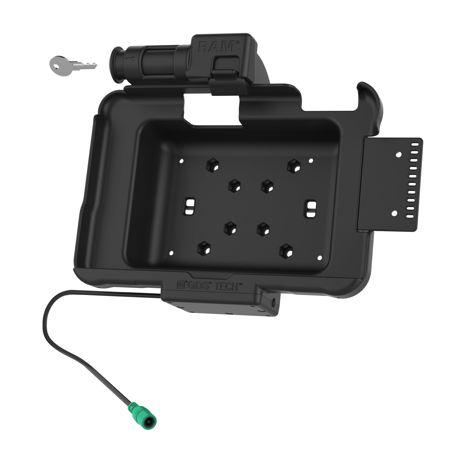 GDS® Key Locking Powered Dock for Zebra ET5x 8.3 & 8.4 Series (RAM HOL ZE10PKLU) - Secure Charging Station for Retail & Warehouse Barcode Scanners