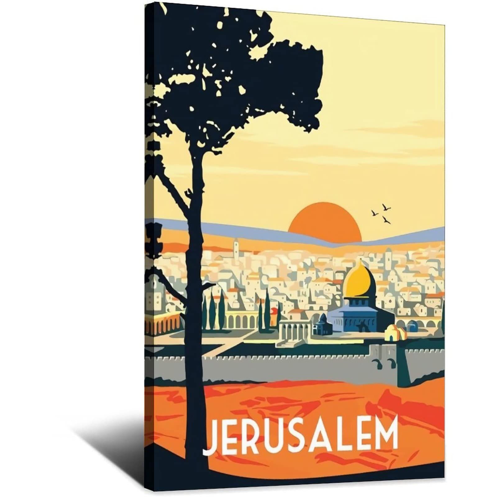 Jerusalem Vintage Travel Posters - Canvas Wall Art Prints for Living Room Decor - Perfect for Home, Office & Gift Giving