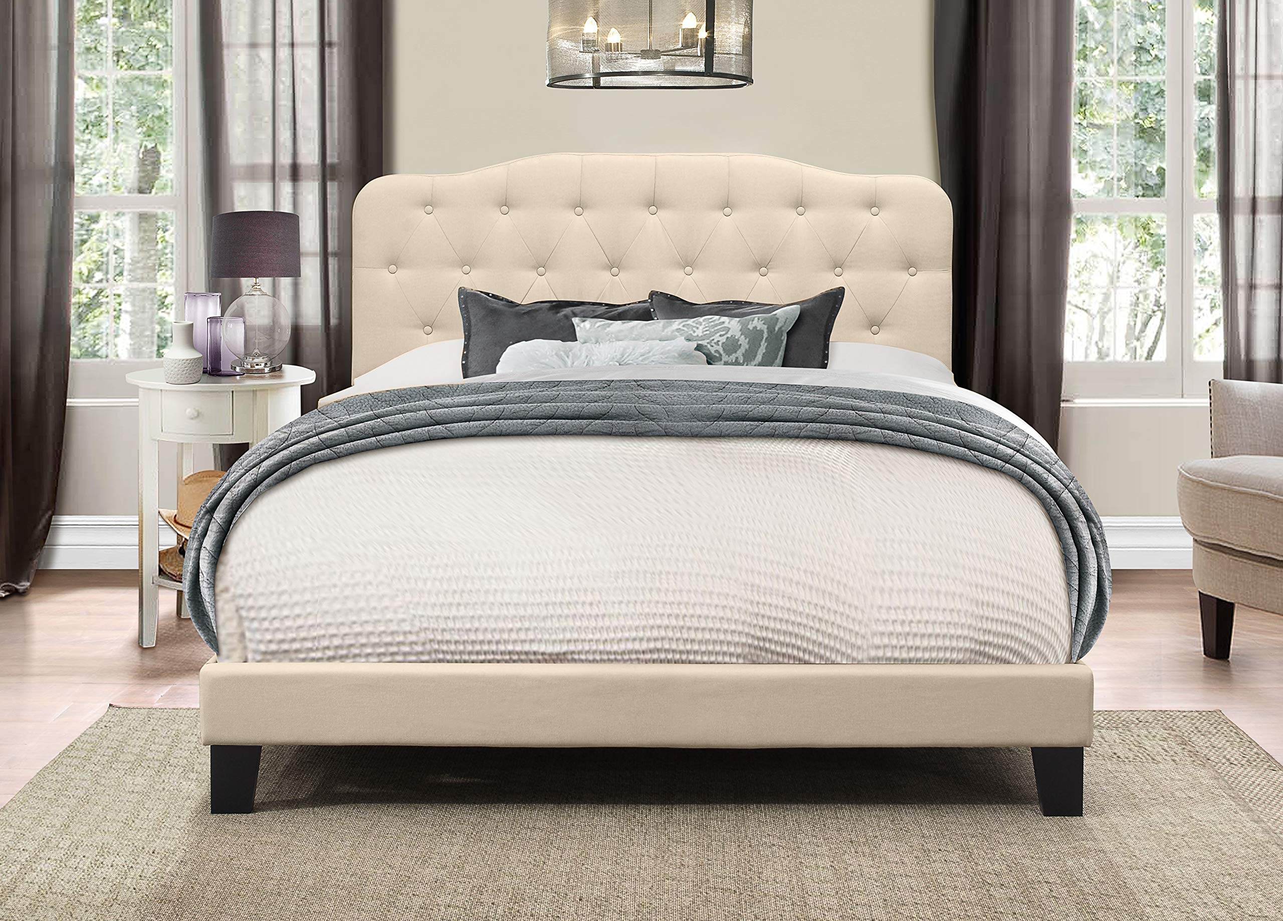 Hillsdale Furniture Nicole Bed Frame - Full Size, Linen Upholstered Platform Bed with Wooden Slats | Perfect for Modern Bedrooms, Guest Rooms & Small Spaces
