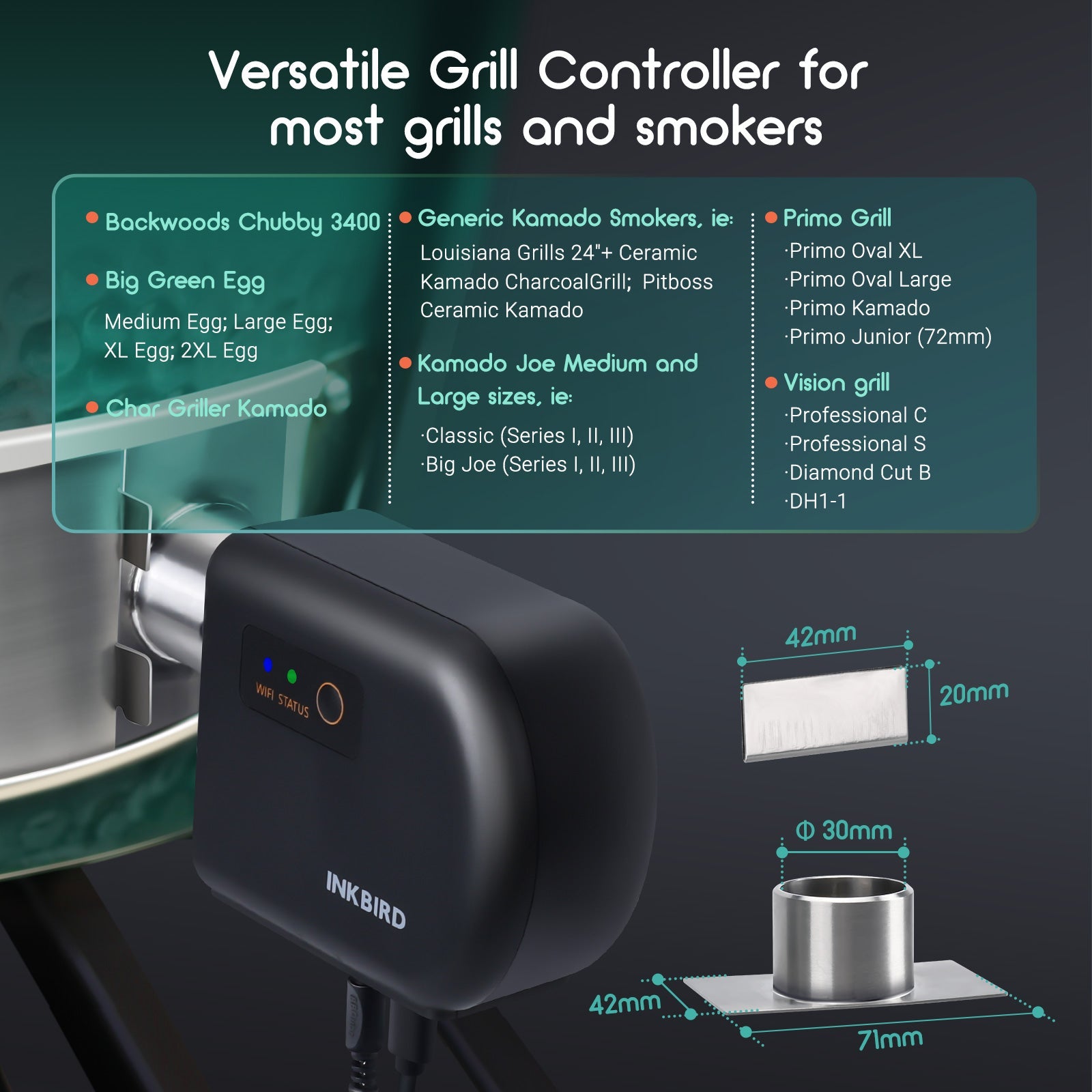 Premium BBQ Smoker Temperature Control Fan Kit - ISC 027BW - Digital Grill Fan for Pellet Smokers & Charcoal Grills - Perfect for Backyard Cooking, Smoking Meat & Outdoor BBQ Parties