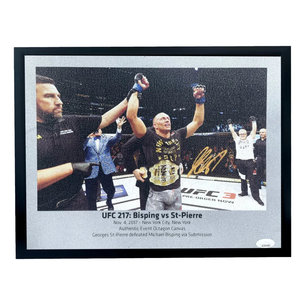 Georges St. Pierre UFC 217 Final Fight Autographed Canvas with JSA COA - GSP Signed MMA Memorabilia for Collectors & Sports Fans Display