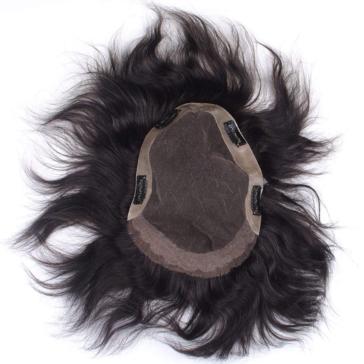Premium 10x7 Octagon Lace Front Hair Patch for Men - Natural Black Human Hair Toupee & Wig - Perfect for Thinning Hair, Bald Spots & Daily Styling