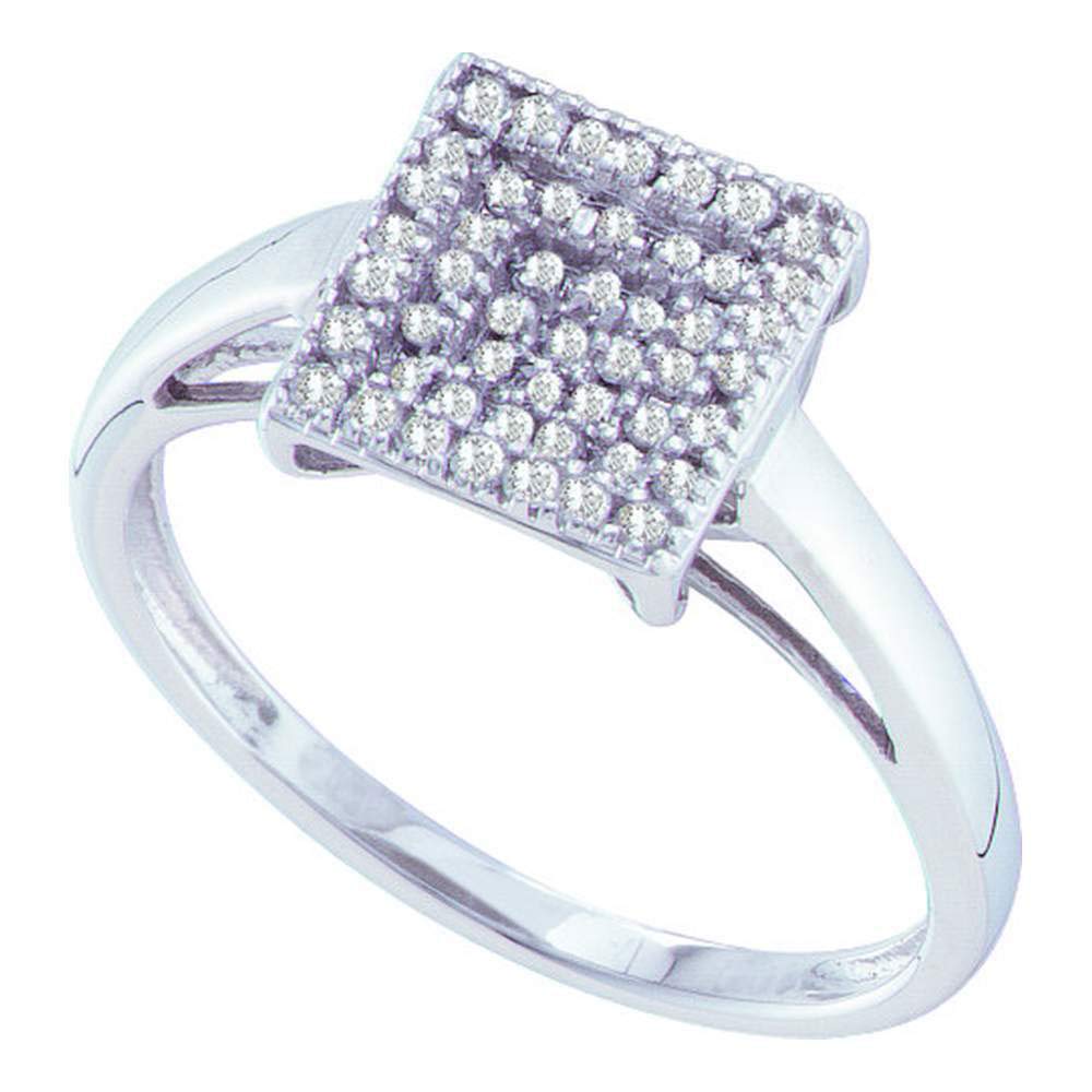 10K White Gold Women's Round Diamond Cluster Ring - 1/4 CTTW Square Design for Engagement, Anniversary & Special Occasions