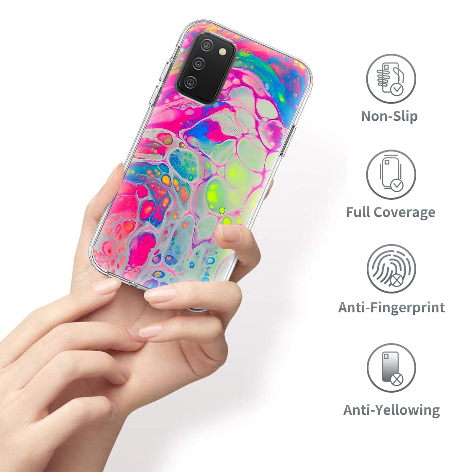 Abstract Marble Clear Case for Samsung Galaxy A02S - Slim Liquid Silicone Phone Cover for Men & Women - Full Body Protection Soft Gel Rubber Case - Perfect for Everyday Use, Work, and Travel