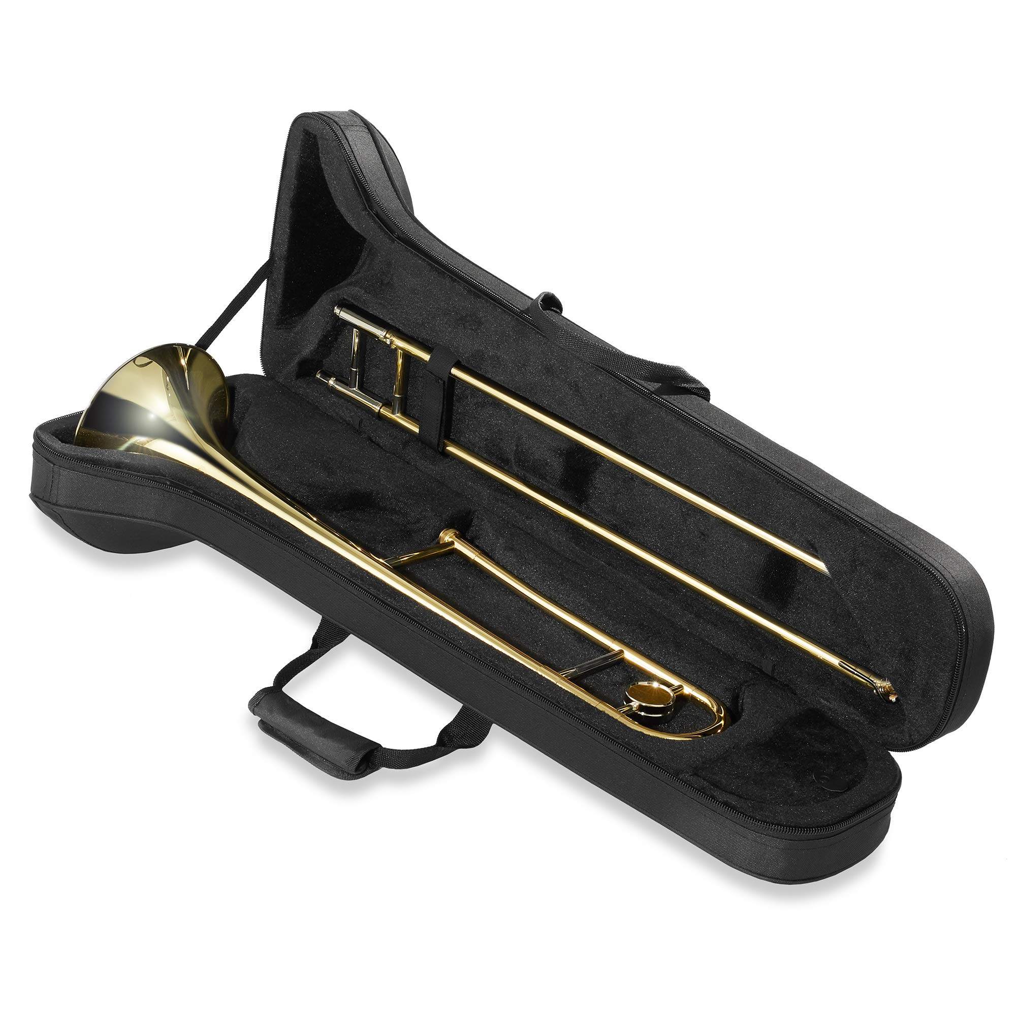 Ashthorpe Bb Tenor Slide Trombone with Gold Lacquer Finish - Professional Brass Instrument with Case, Mouthpiece, Gloves, Cleaning Kit & Slide Grease - Perfect for School Bands, Jazz Ensembles & Orchestral Performances