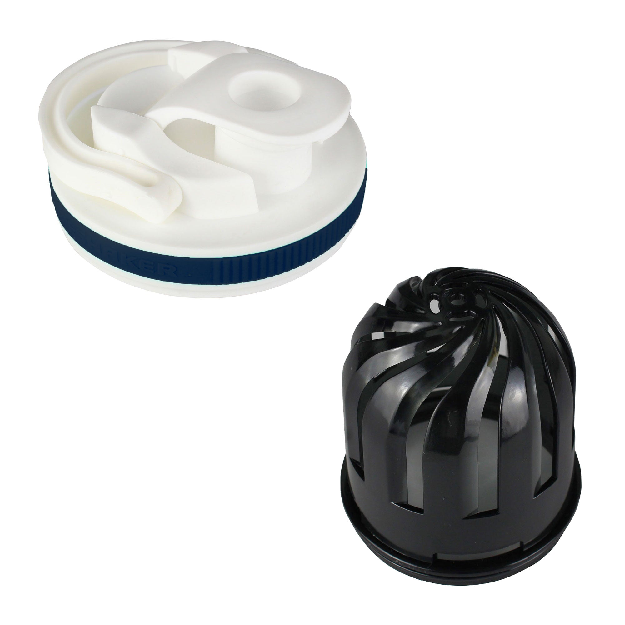 White Lid with Navy Band