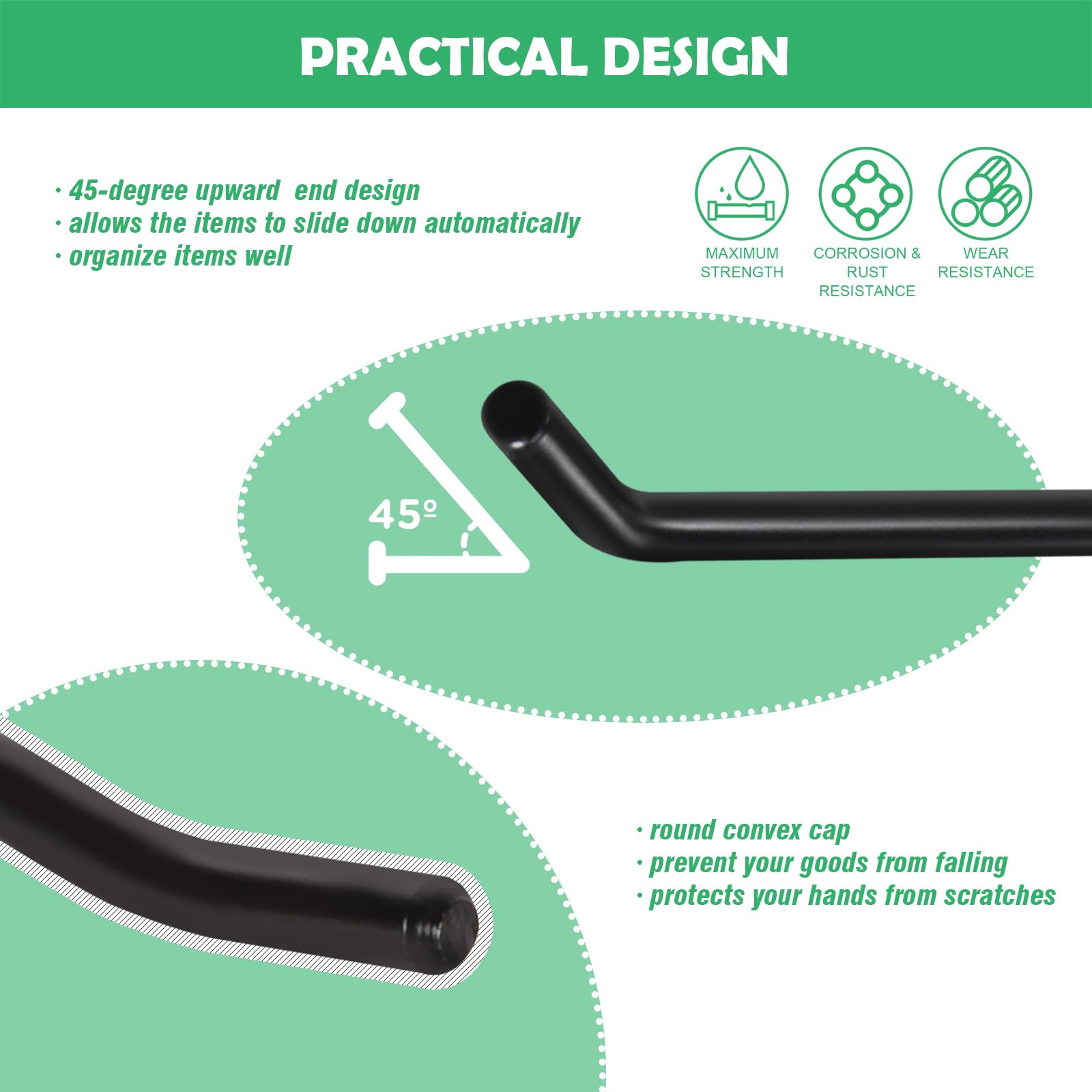 60Pcs Heavy Duty Metal Slatwall Hooks Set - 6 Inch Black Display Hangers for Retail, Garage & Shop Organization - Perfect for Wall Panels, Pegboards & Gridwall Displays in Stores, Workshops & Exhibitions