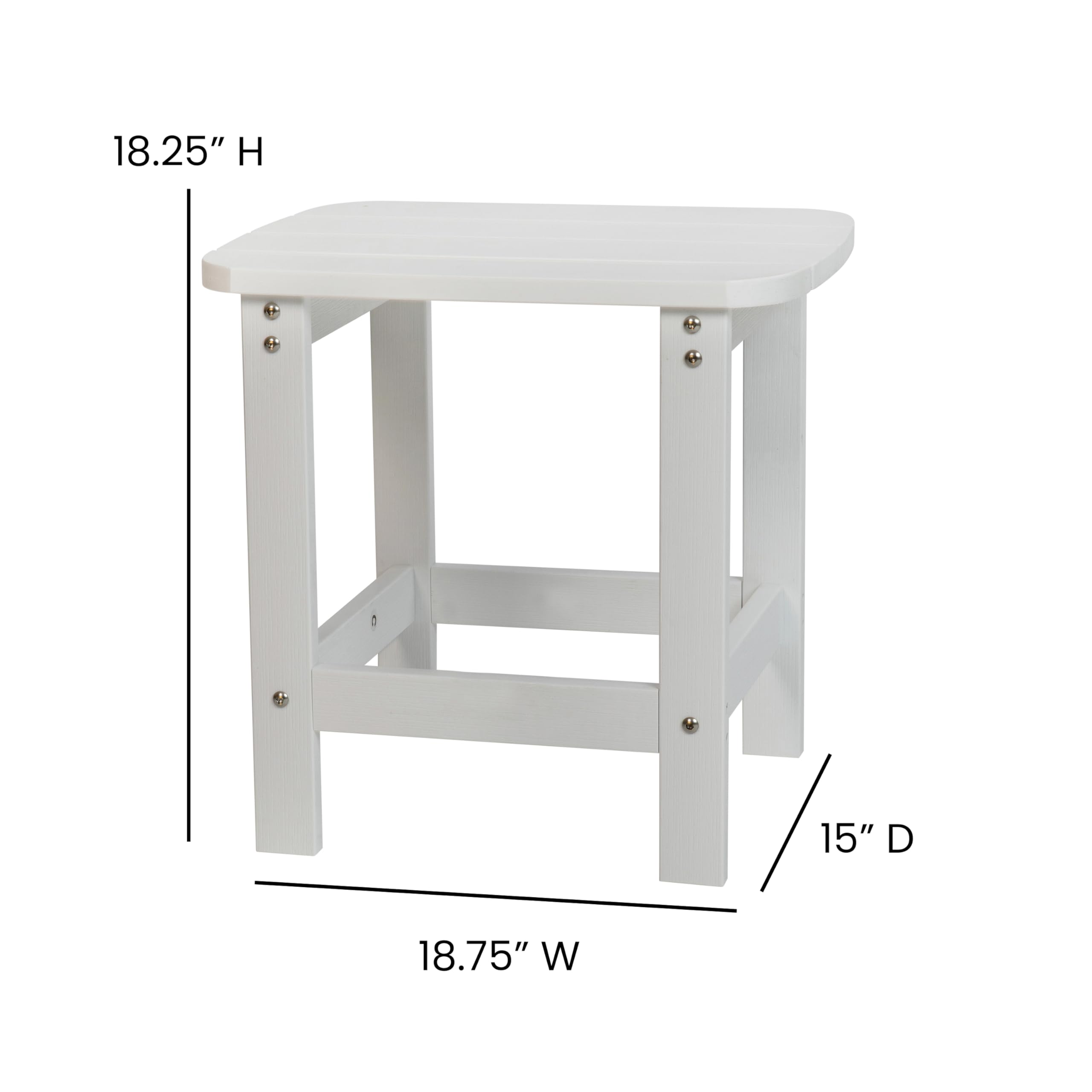 Flash Furniture Charlestown Commercial 2-Chair and Side Table Adirondack Set - White Poly Resin Outdoor Patio Furniture - Weather Resistant for Garden, Poolside & Backyard Relaxation